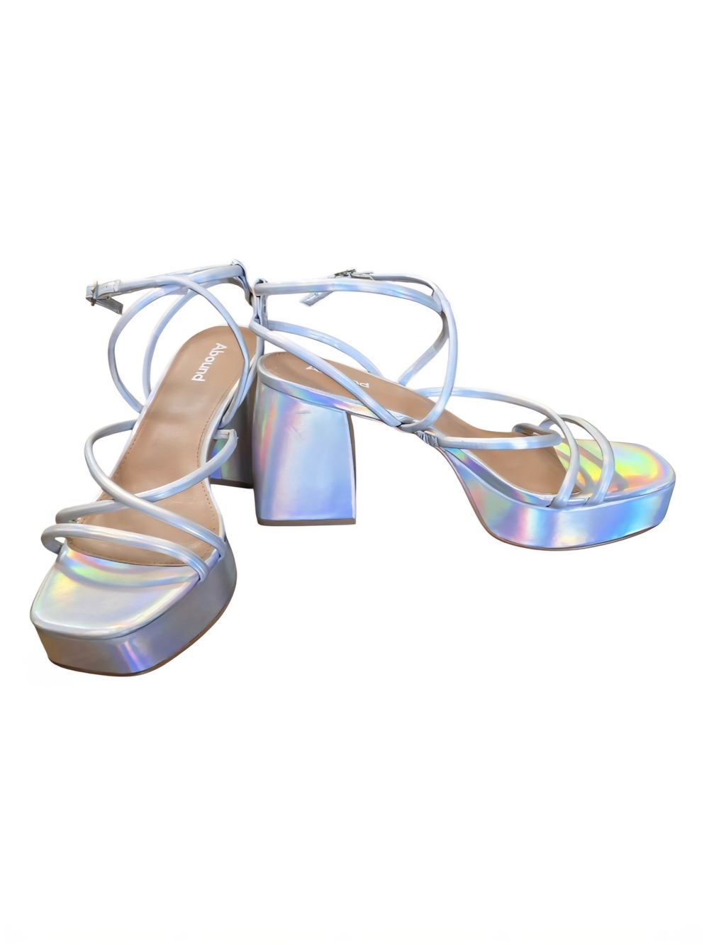 🏷️ NWT - Abound Iridescent Holographic Platform Sandals - Silver/Prismatic Sz 9